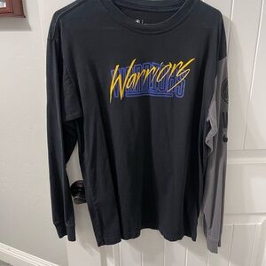 Nike Black and Gray Warriors Long Sleeve Tee